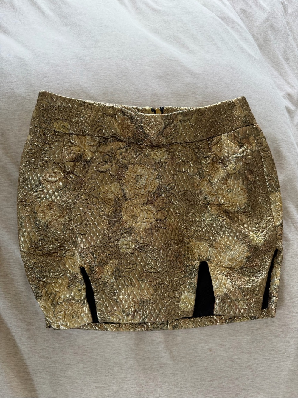 Vintage D&G Dolce & Gabbana Gold Brocade Mini Skirt - Picture 1 of 8
